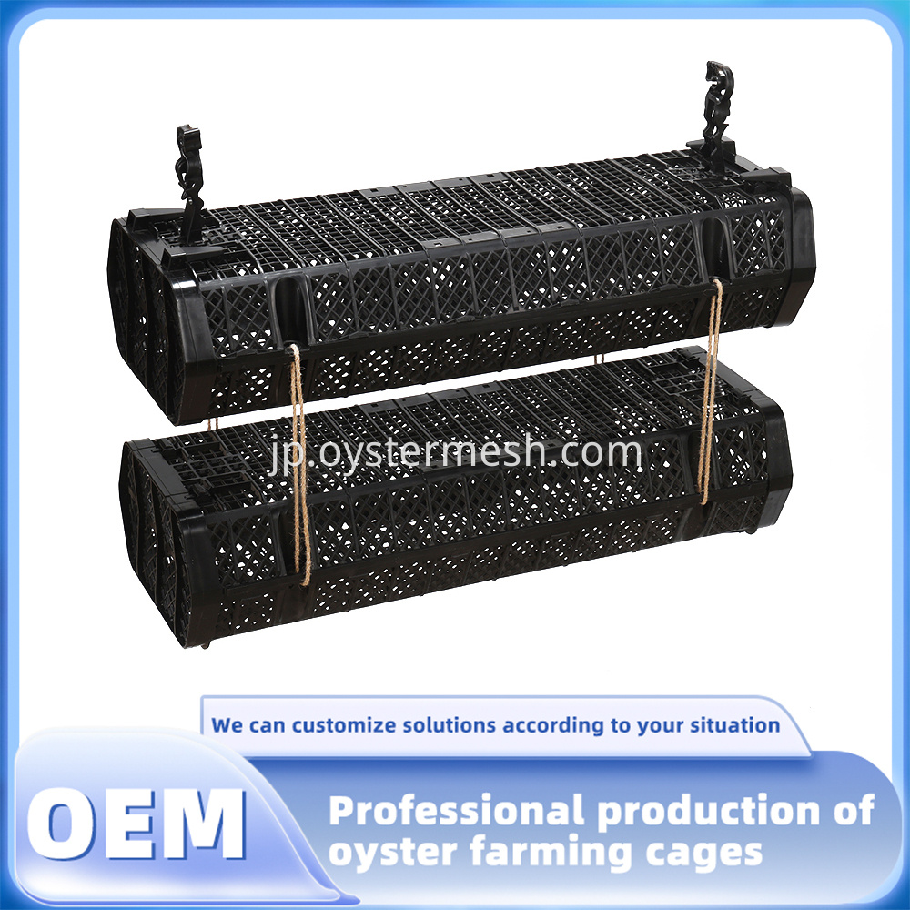 黒 HDPE 六角形カキ飼育ケージ Black HDPE hexagonal oyster rearing cage